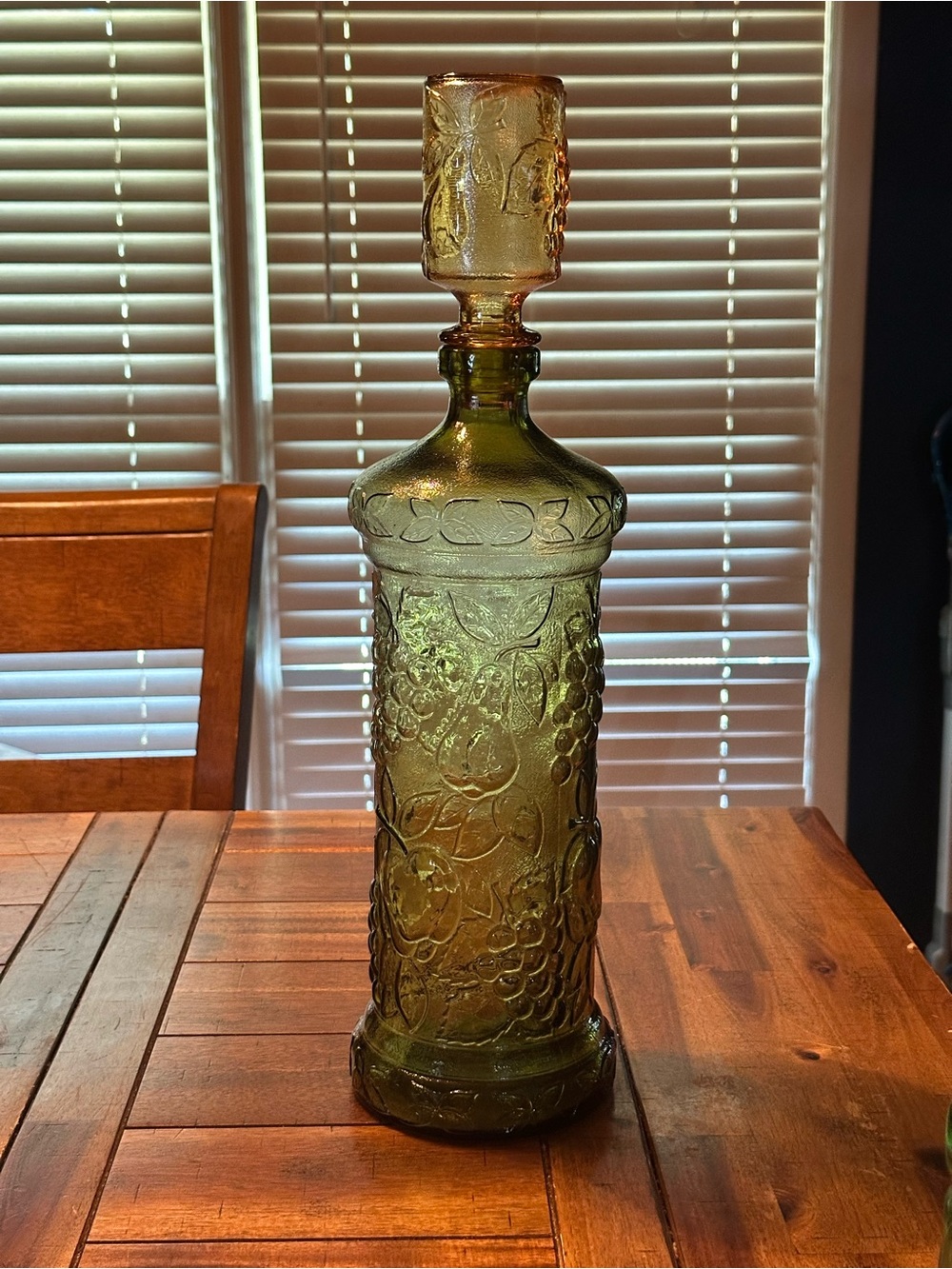 Vintage Mid-Century Modern Italian Empoli Glass "Genie" Bottle Decanter